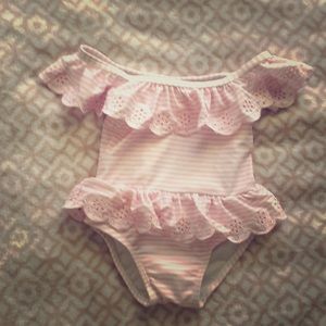 12-18 mo off the shoulder ruffle one piece